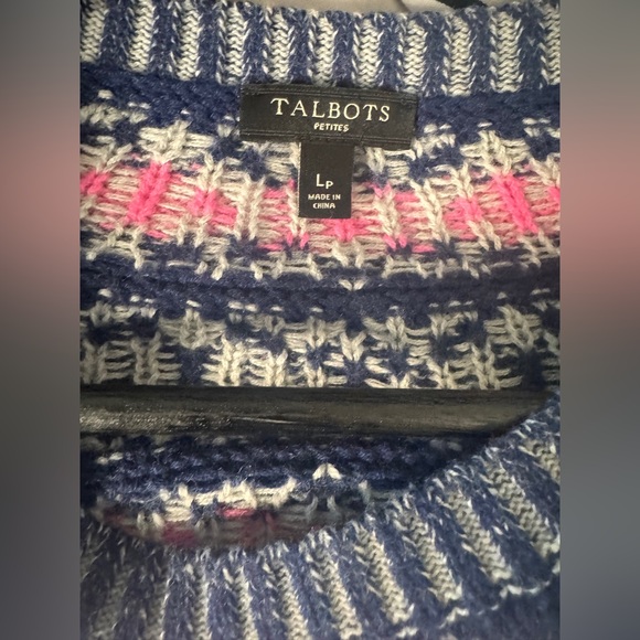 Talbots Women's Navy Blue Lambswool Blend Sweater- Petite Large - Picture 3 of 4